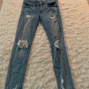 American Eagle medium wash ripped skinny jeans